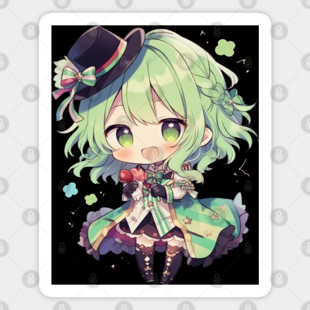 Festive Green Haired Anime Chibi Magnet by ScarletClover